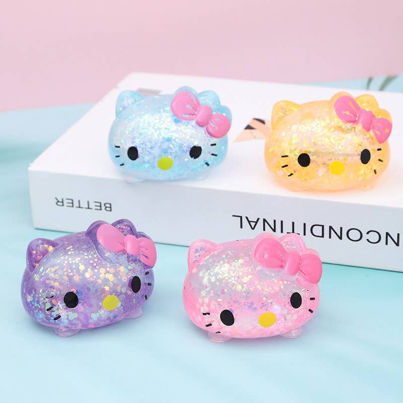 Cute Kitty Glitter Squishy Toy – Kawaii Squeeze Fidget