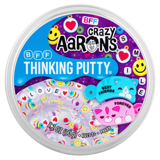 BFF Thinking Putty clear sparkly putty with cat charms by Crazy Aaron's