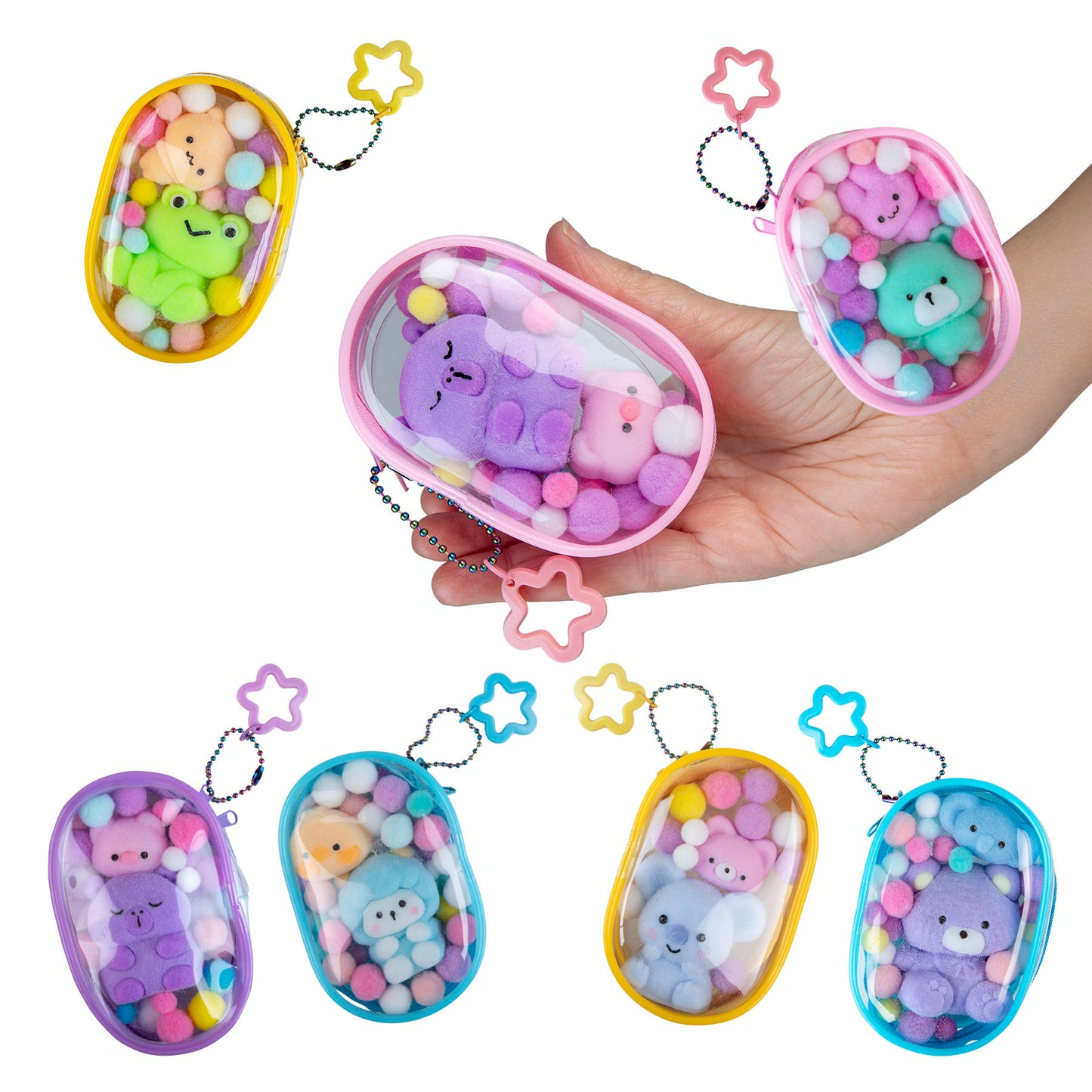 Collection of ORB Taba-licious Gacha Pouch plush bag charms featuring different collectible character styles.