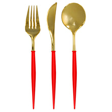 Load image into Gallery viewer, Red & Gold Bella Assorted Plastic Cutlery