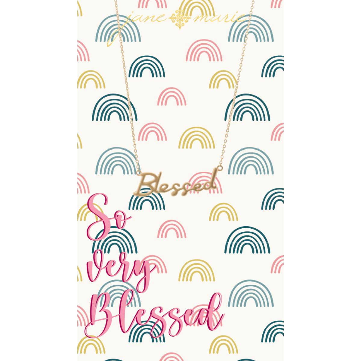 Gold Scripty Blessed Necklace cute gift product