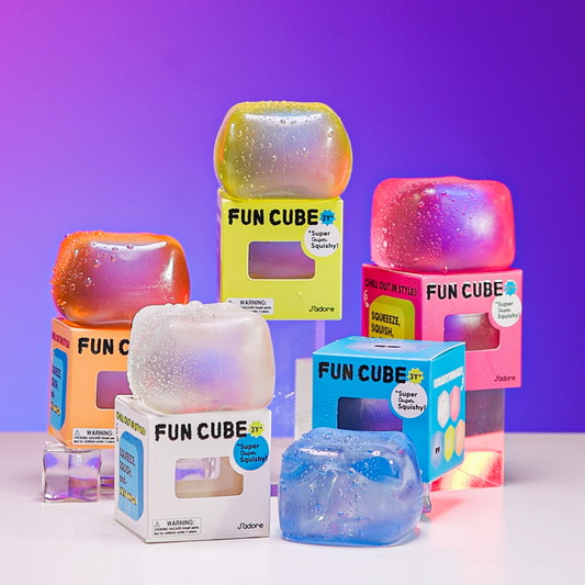 J'adore squishies, fidget toys, and puzzle cubes in assorted colors