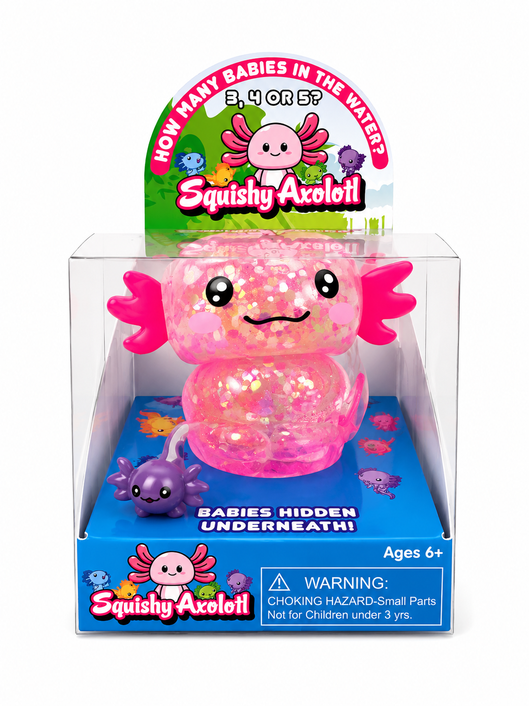 Pink Axolotl Squishy Toy with Baby Axolotls Inside Slow Rising Sensory Fidget Toy