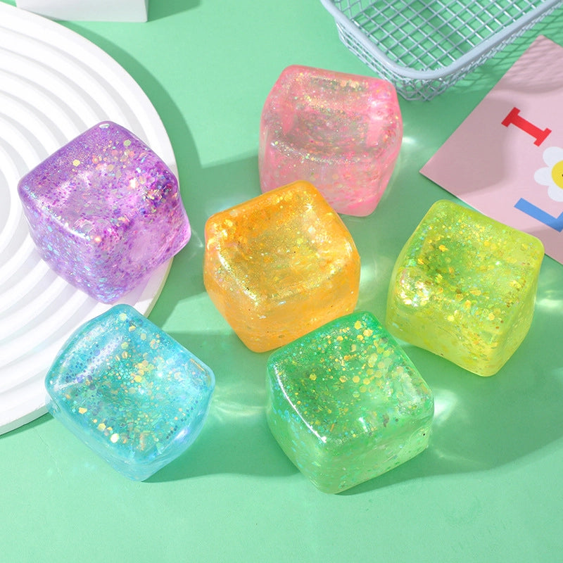 Glitter Cube Squishy Fidget Toy