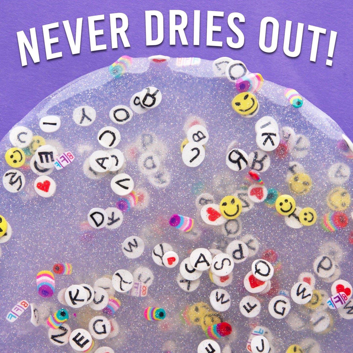 BFF Thinking Putty never dries out sparkly putty with letter charms inside