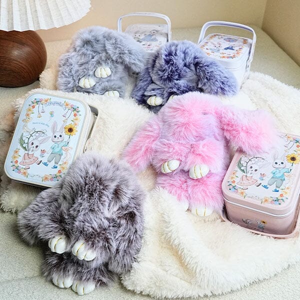 Bao Bunny mystery plush keychain collection with collectible tins in gray, pink, purple and brown