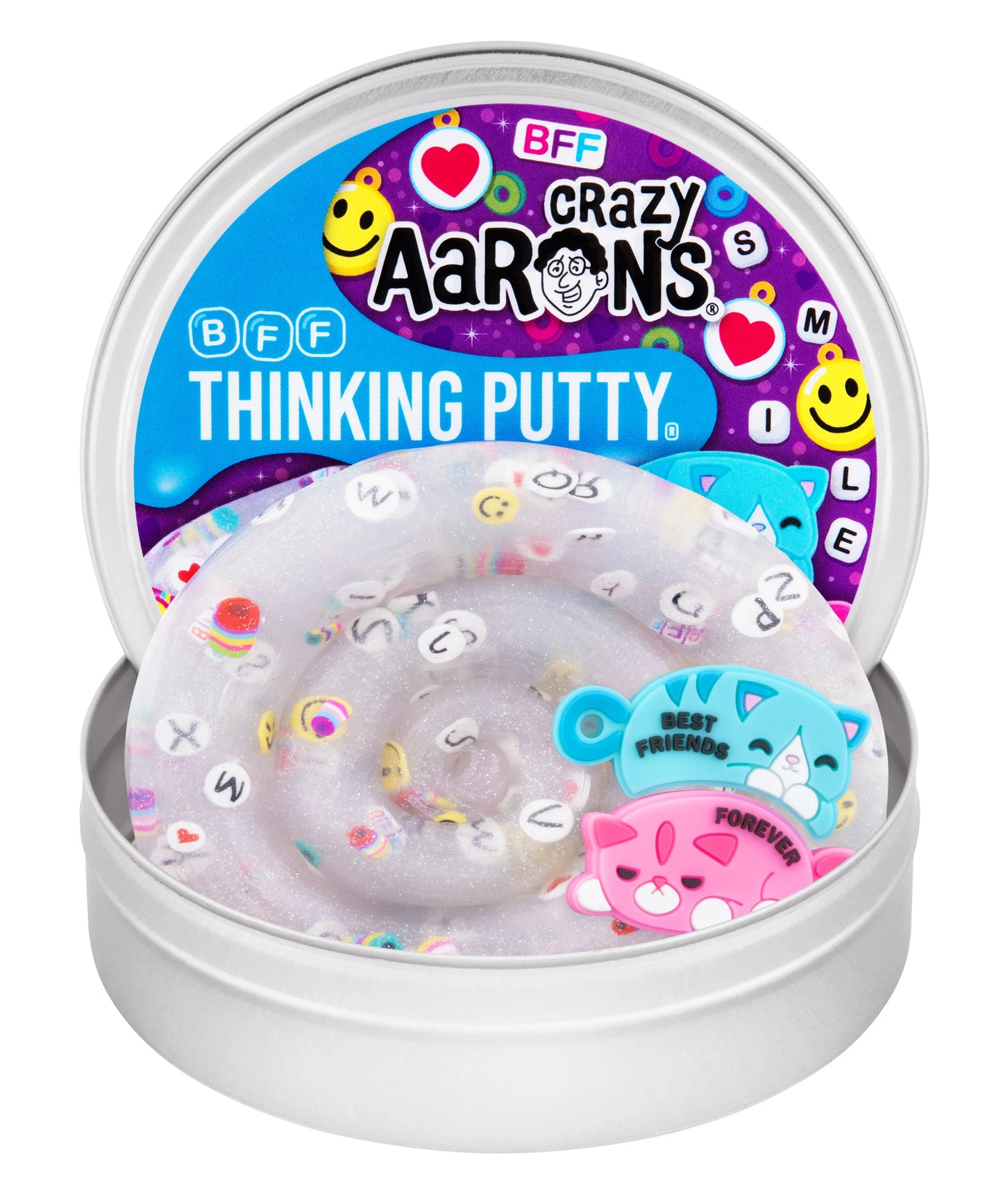 BFF Thinking Putty tin back with best friends forever description and safety info