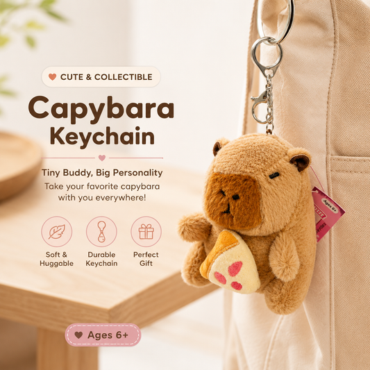 Cute Capybara Plush Bag Clip Keychain (Assorted Styles, 6-Inch)