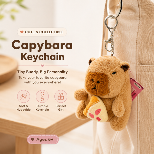 Cute Capybara Plush Bag Clip Keychain (Assorted Styles, 6-Inch)