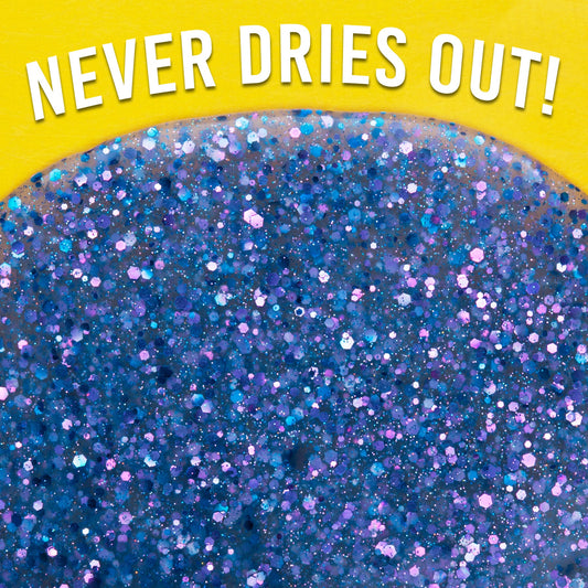 Close-up swirl of Mermaid Tale Thinking Putty featuring shimmering blue, turquoise, and purple glitter.