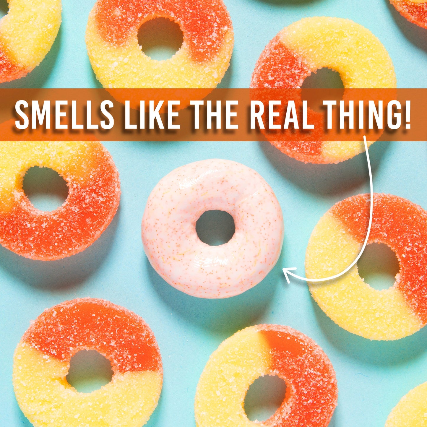 Peach Ring SCENTsory Thinking Putty inspired by classic peach ring candy with realistic scent.