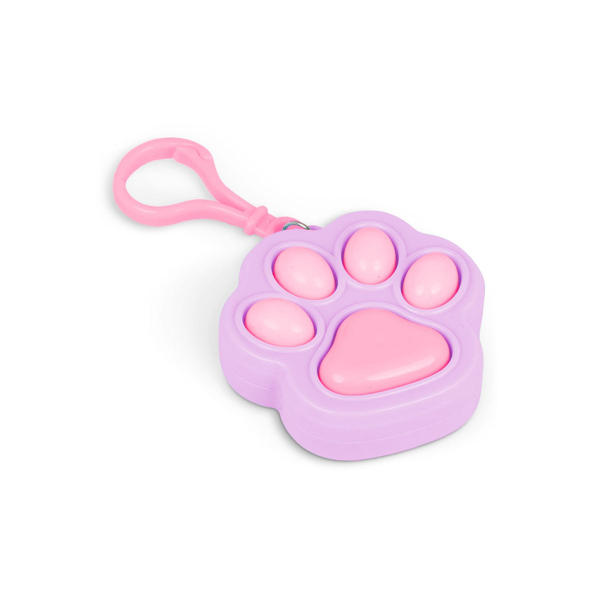 Fidget Paw Clicker Keychain in white and pink cat paw design