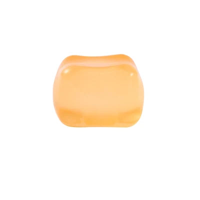 Orange translucent J'adore Fun Cube super squishy sensory toy.
