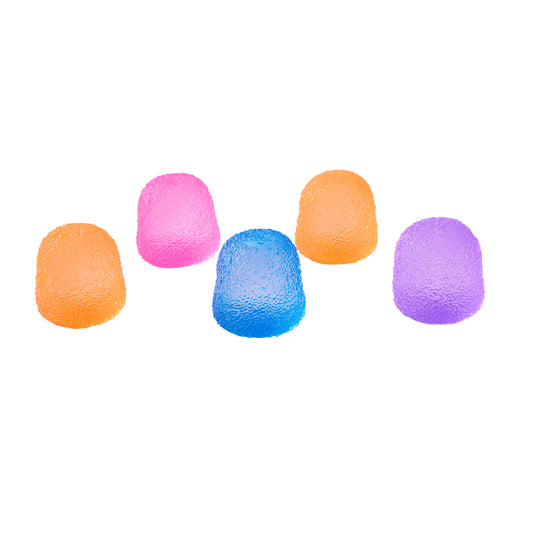 Assorted colorful gumdrop-shaped Gum Droppable squish toys by J'adore displayed on a white background.