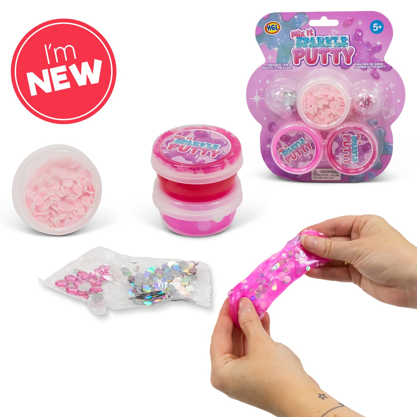 Mix It Sparkle Putty Kit with glitter charms and sensory putty
