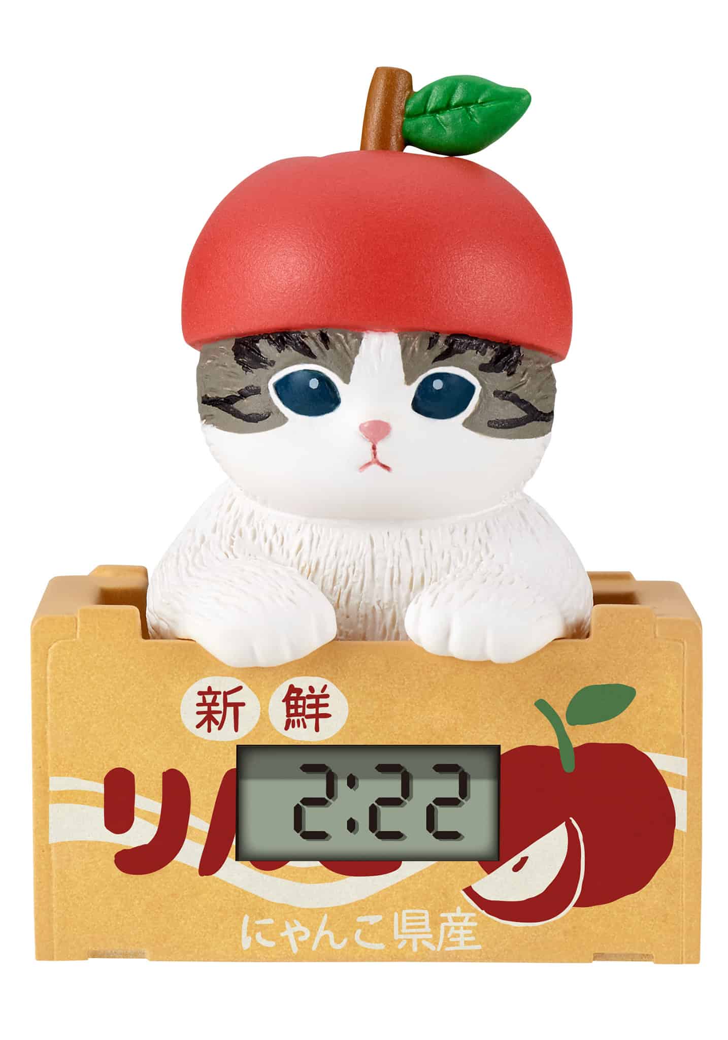 mofusand apple cat mini clock