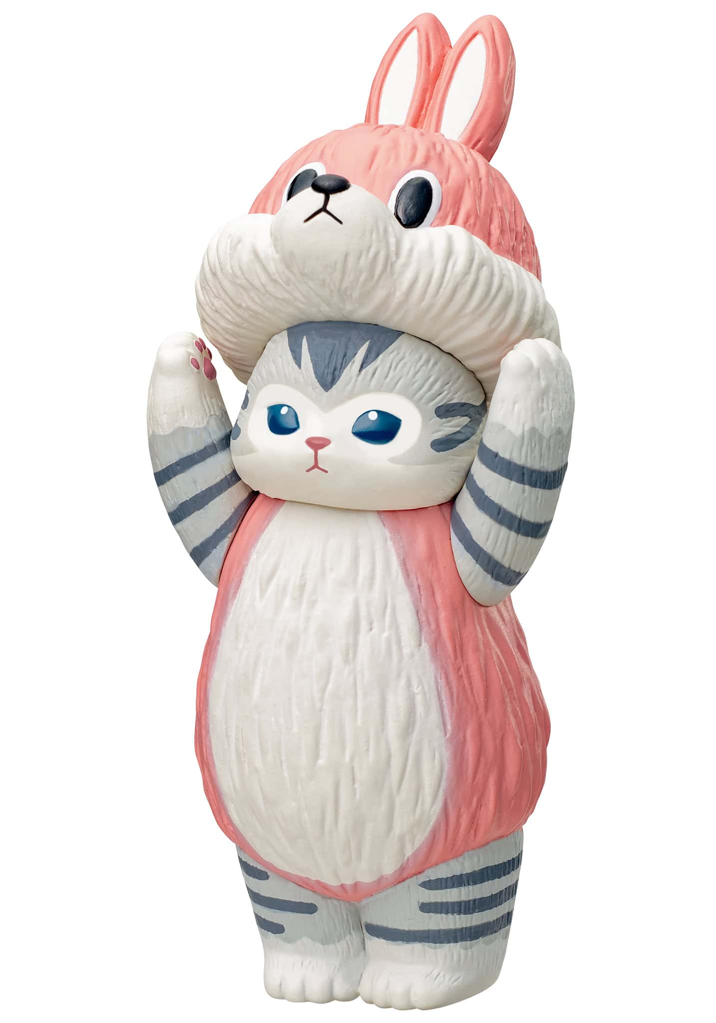 Mofusand cat wearing bunny hood soft vinyl figure