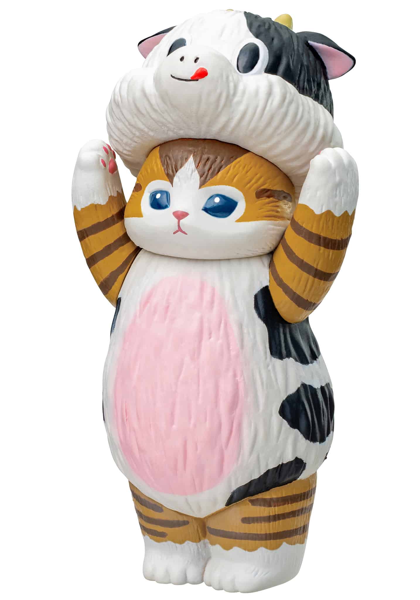 Mofusand cat wearing cow hood soft vinyl figure