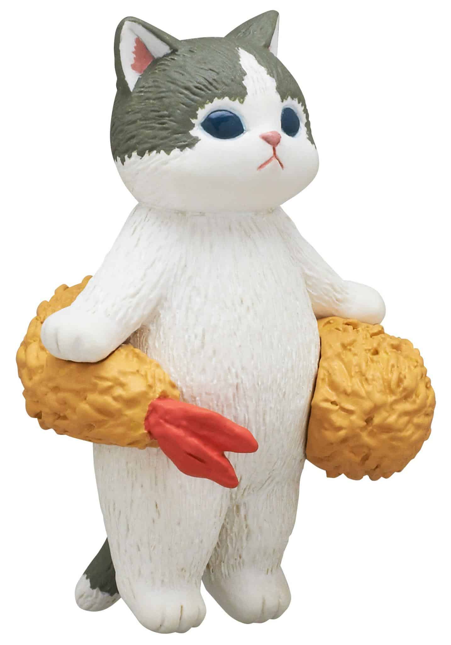 Mofusand cat holding fried shrimp collectible toy