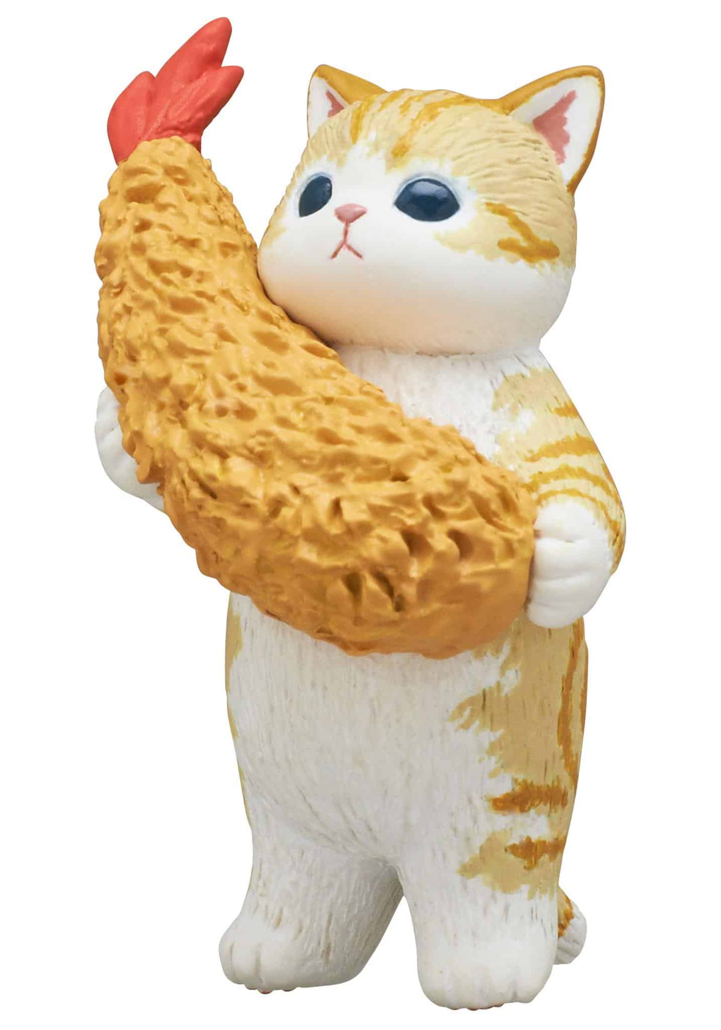 Cute mofusand cat hugging shrimp figure