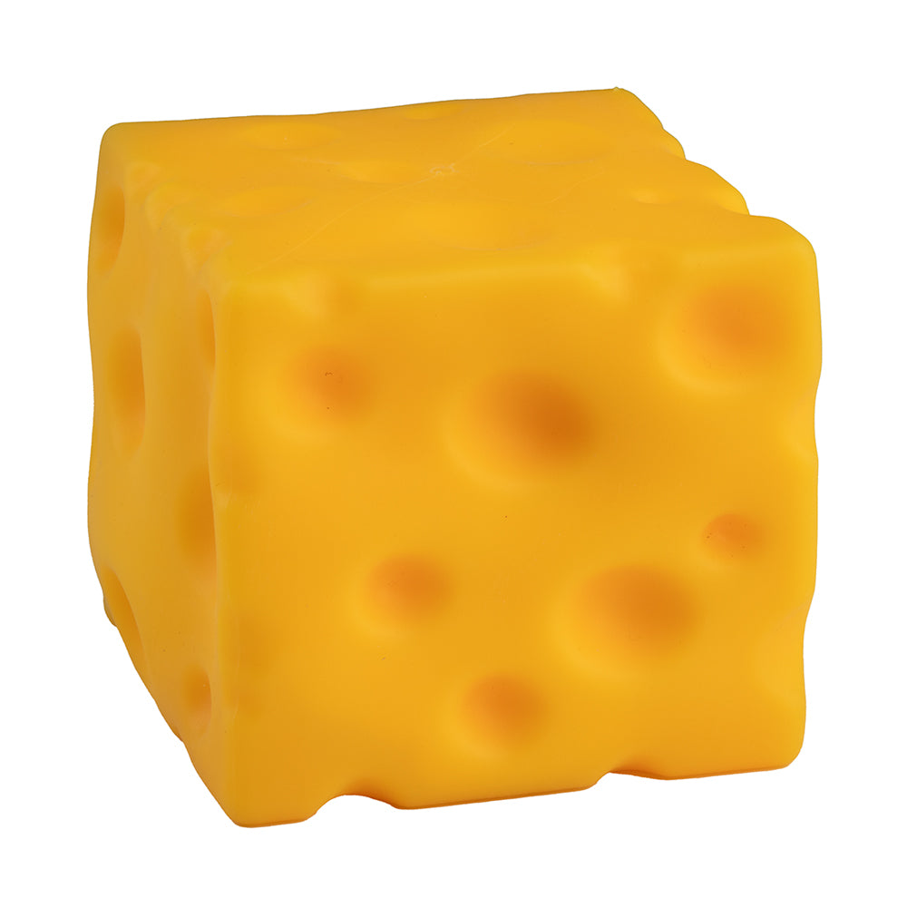 Standalone oversized yellow cheese block squishy from the ORB Easy Sqweezy collection.