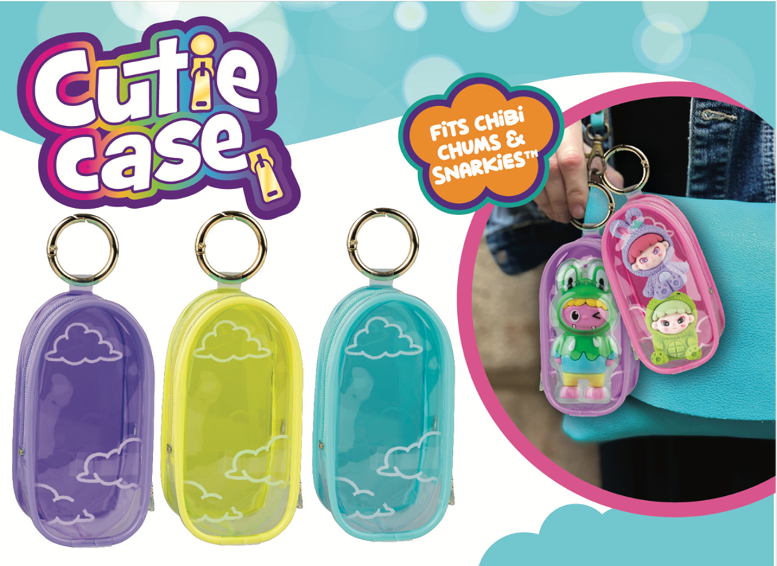 ORB Gacha Glimmers Cutie Case translucent zippered keychain carrying cases for Chibi Chums and Snarkies collectibles.