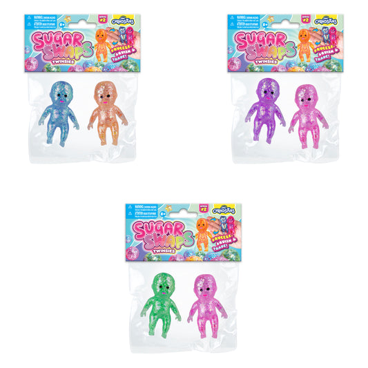 ORB Sugar Swaps Babies Twinsies collectible glitter figures shown in retail packaging.