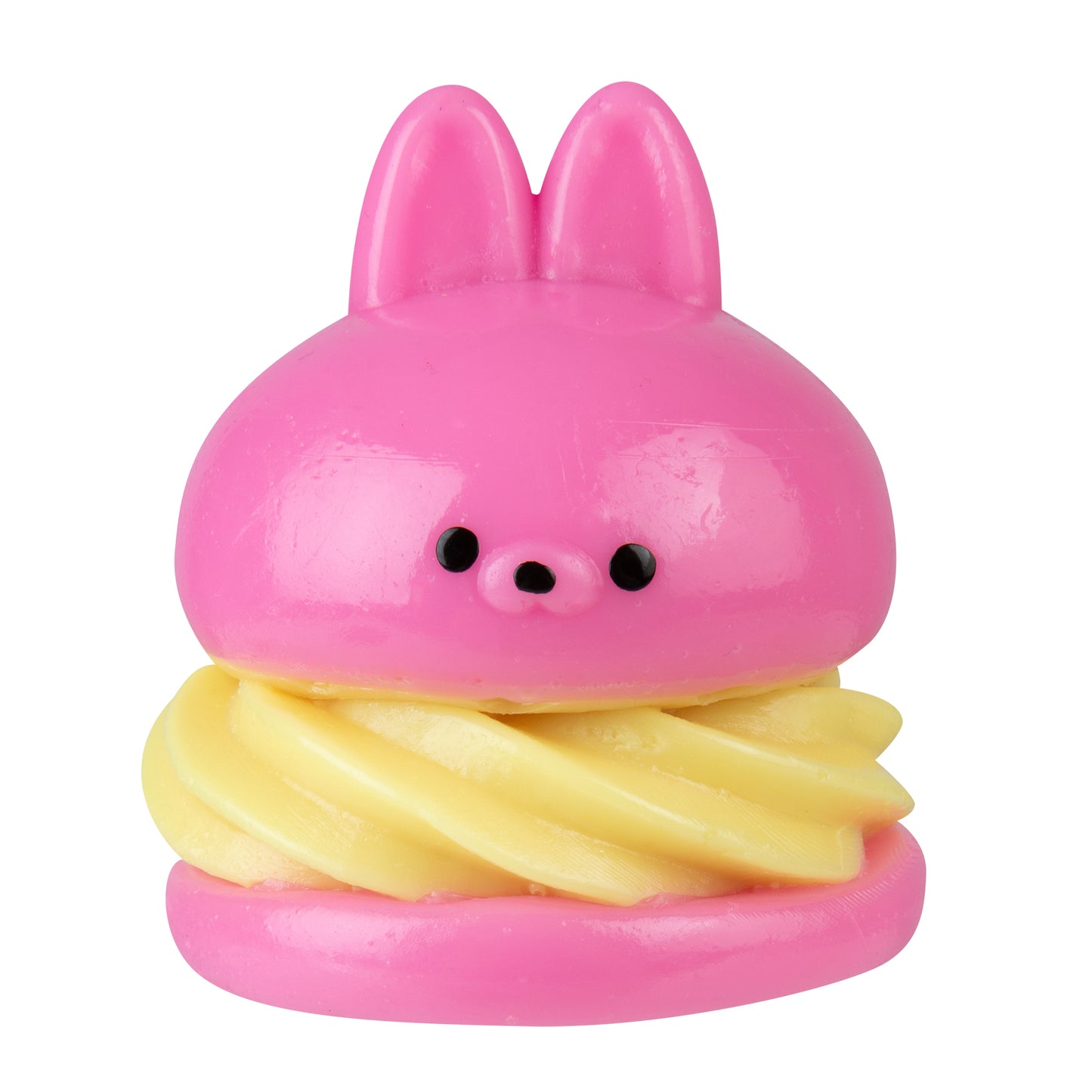 Pink bunny macaron squishy collectible from the Taba-licious Snackies assortment.