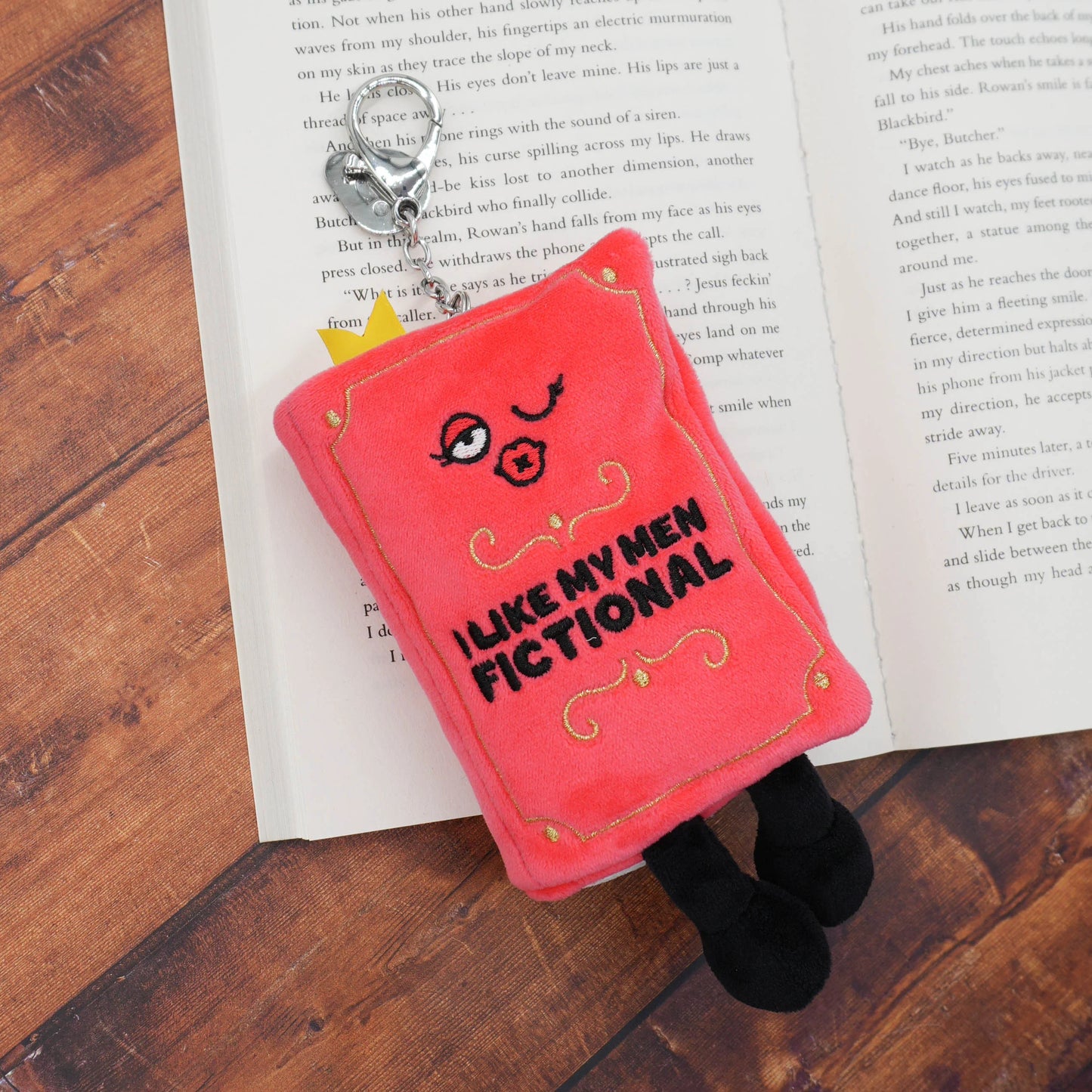 book plush bag charm for readers fictional men gift