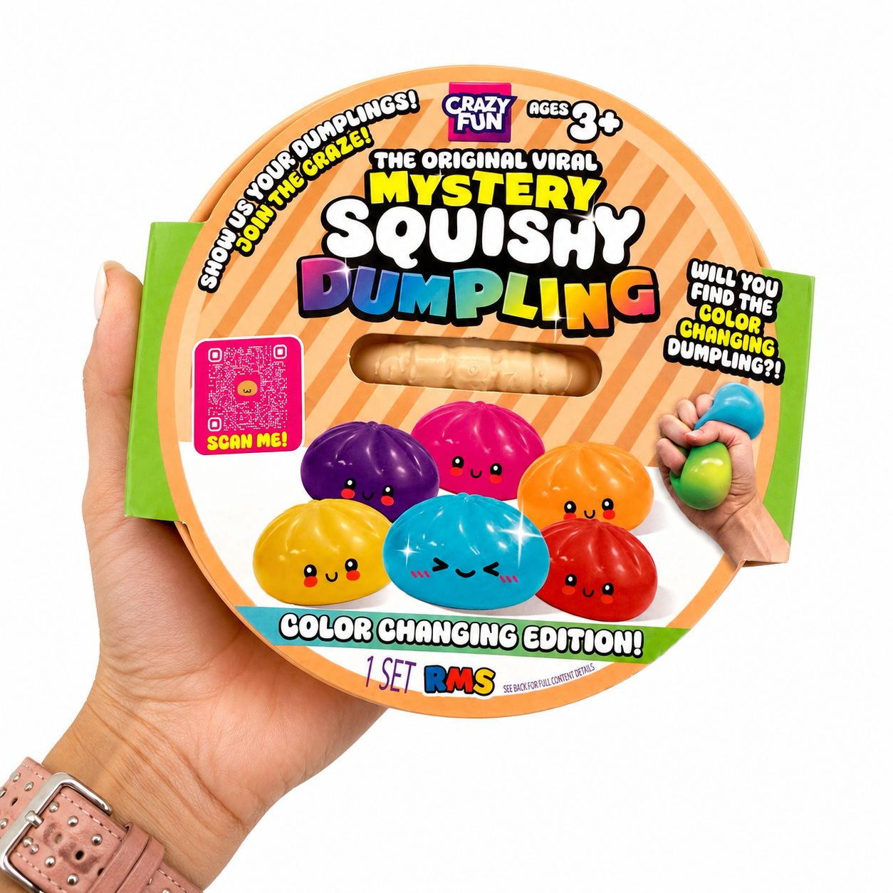 RMS Mystery Squishy Dumpling Color Changing Edition package held in hand