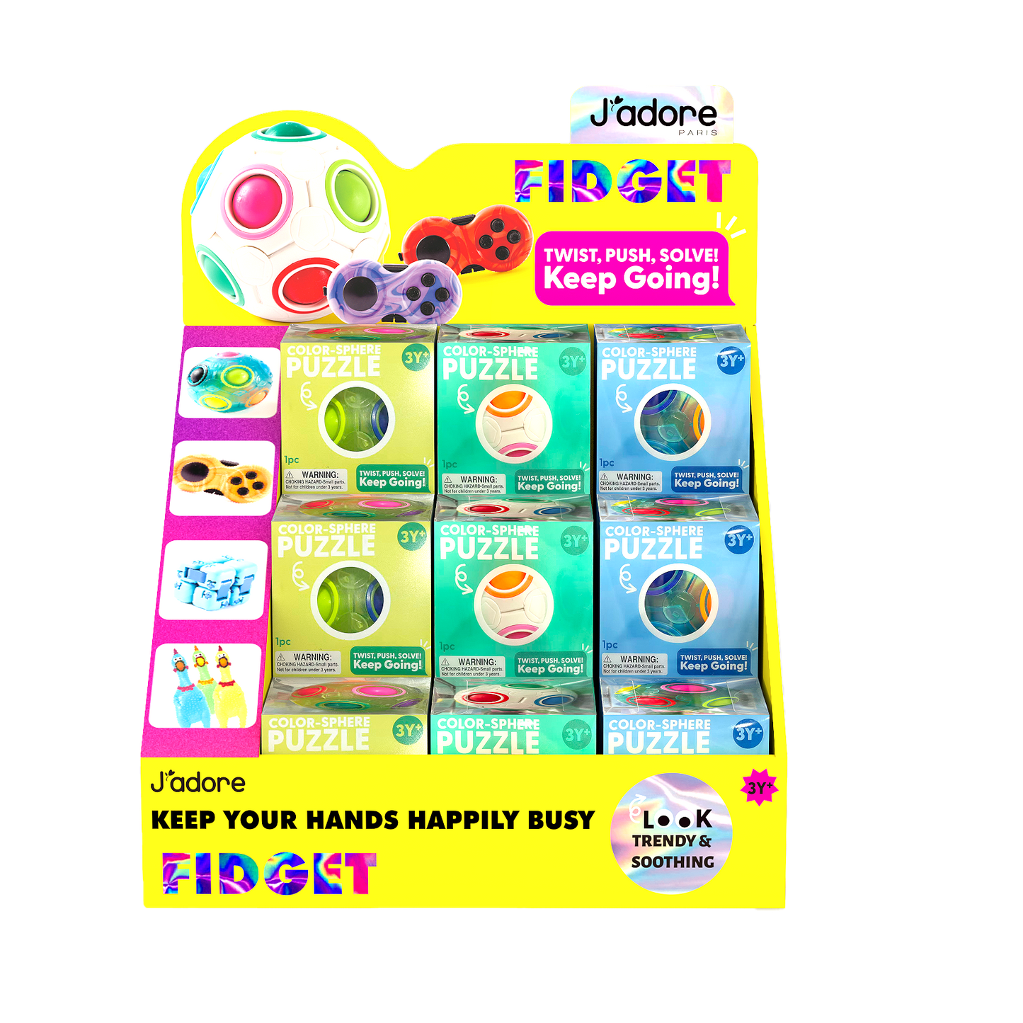 J'adore Color-Sphere Puzzle – Rainbow Fidget Ball Toy