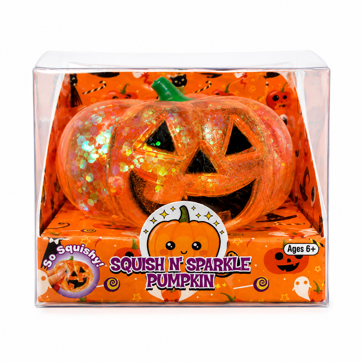 Zorbitz Squish N' Sparkle Pumpkin glitter Halloween squishy