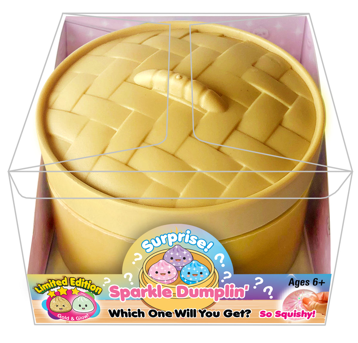 Zorbitz Surprise Sparkle Dumplin' promo graphic with purple, pink, and blue sparkle dumplings in a steamer basket and limited edition Gold and Glow dumplings