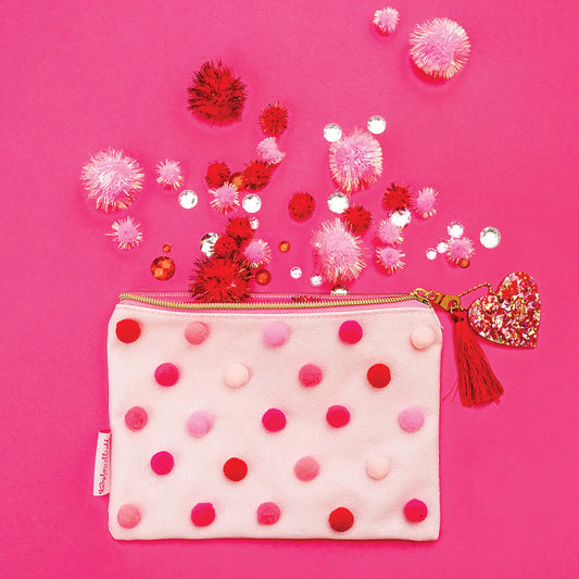 Red and Pink Pom Pom Pouch cute gift product
