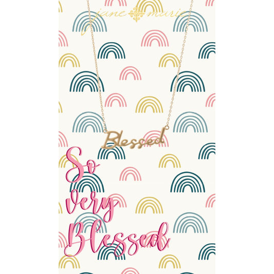 Gold Scripty Blessed Necklace cute gift product