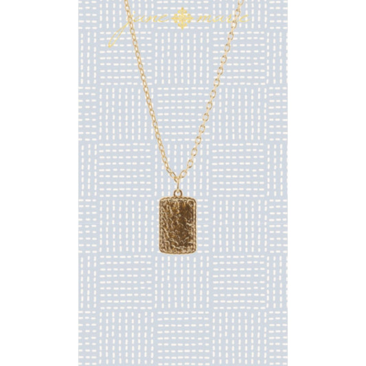 Gold Hammered Rectangle Necklace cute gift product