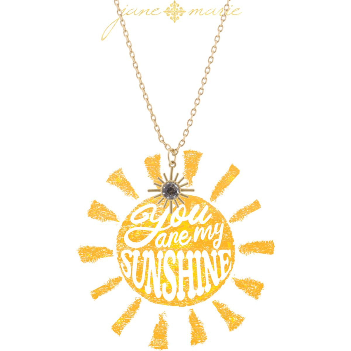 Gold Sunburst with Clear Crystal Circle Necklace cute gift product