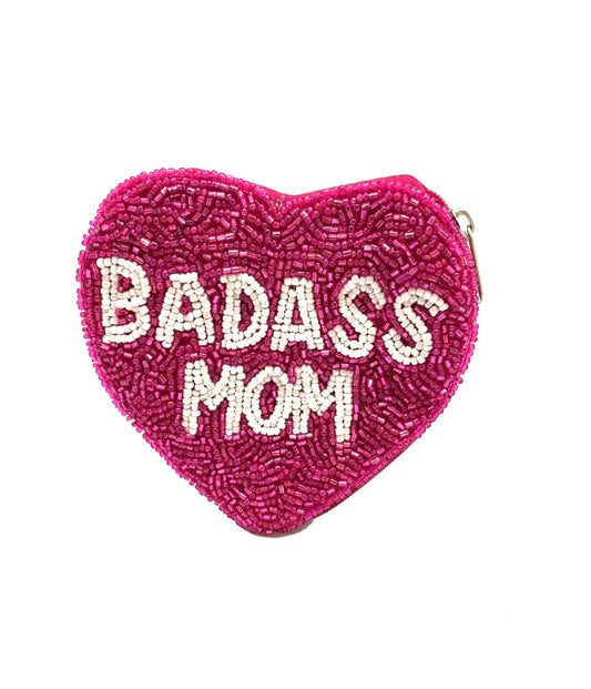 “BADASS MOM” Beaded Coin Pouch cute gift product