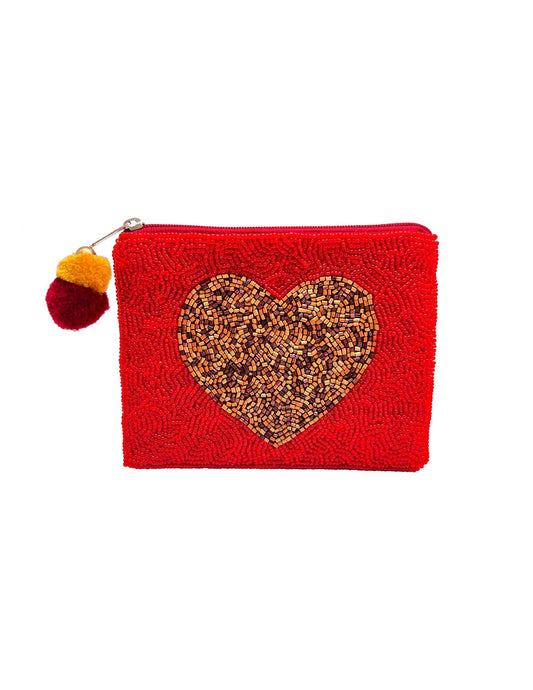 Red Heart Beaded Coin Pouch cute gift product