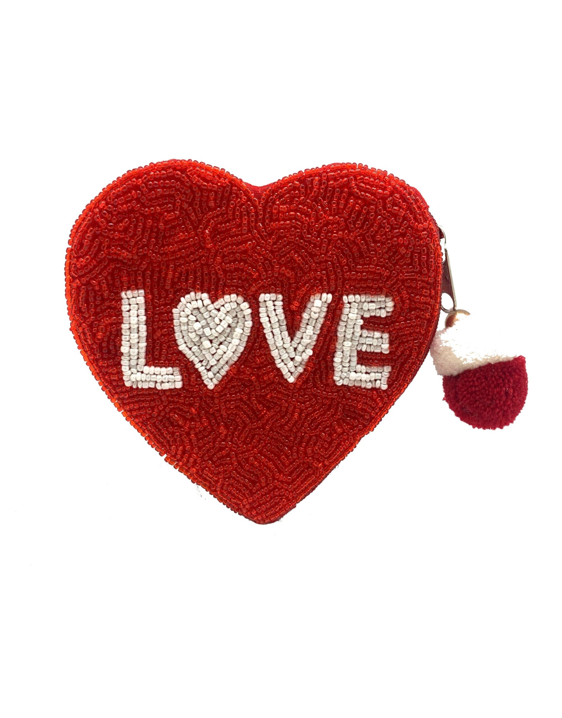 “Love” Red Hear Beaded Coin Pouch cute gift product