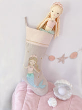 Load image into Gallery viewer, 'MIMI' Mermaid Linen Christmas Stocking
