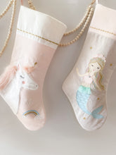 Load image into Gallery viewer, 'MIMI' Mermaid Linen Christmas Stocking
