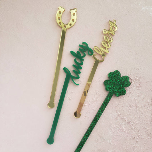 St. Patrick's Day Acrylic Drink Stirrers - Set of 4 cute gift product