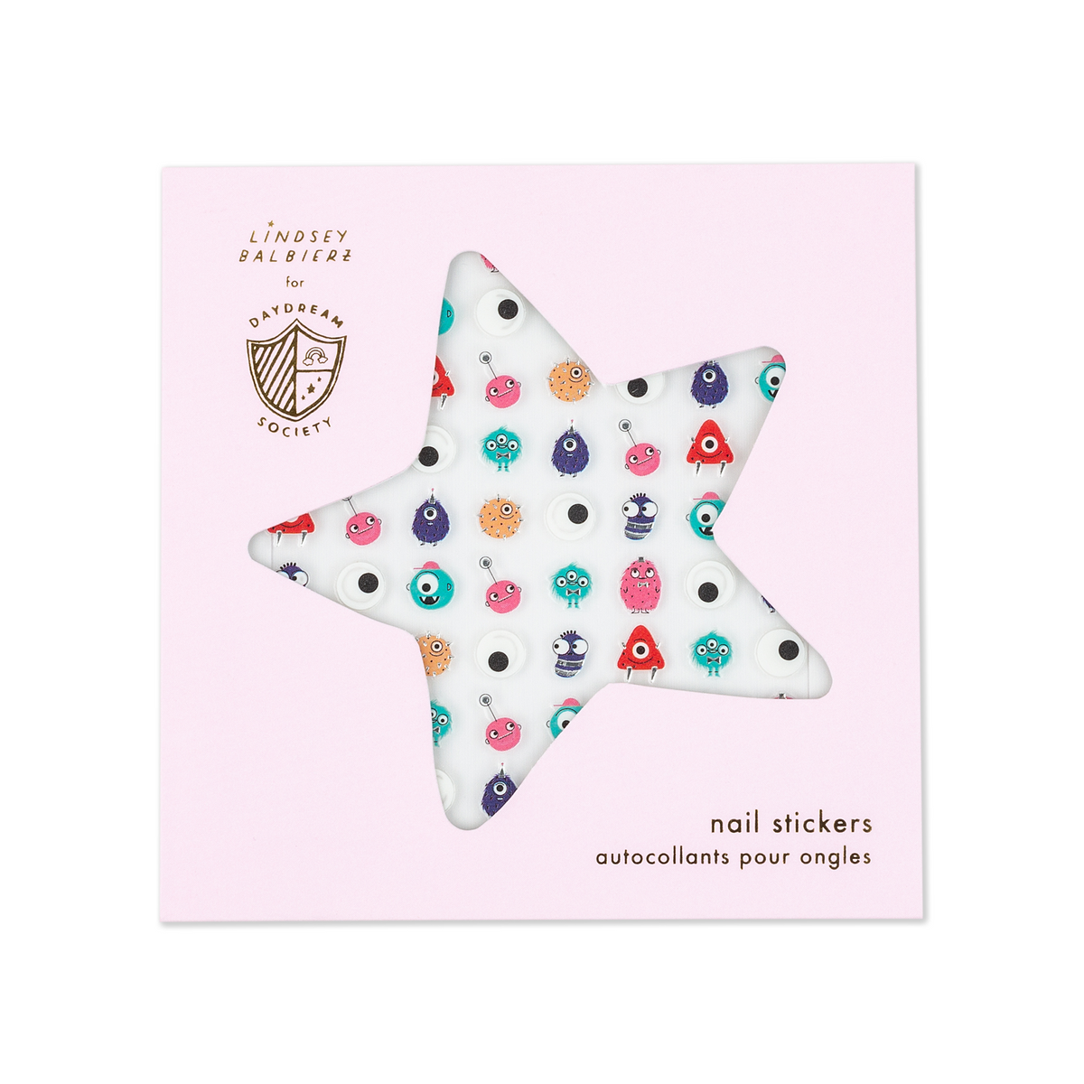 Little Monsters Halloween nail stickers pack with neon colors and holographic silver foil