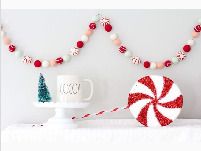Joy Felts pinwheel garland of 40 colorful wool felt balls