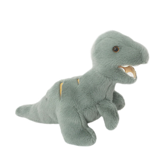 Mon Ami Tiny the baby T-Rex, 14-inch sage green dinosaur plush with ric rac teeth